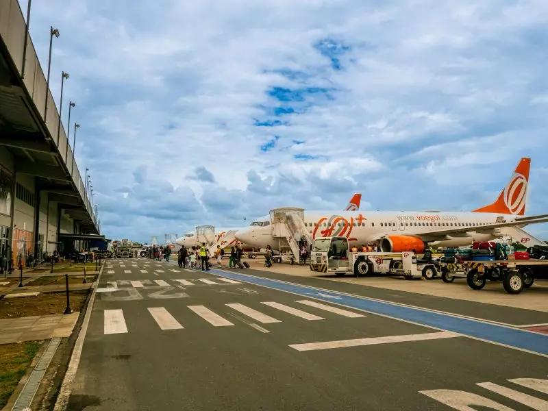 Imagem da área onde ficam os aviões em Navegantes