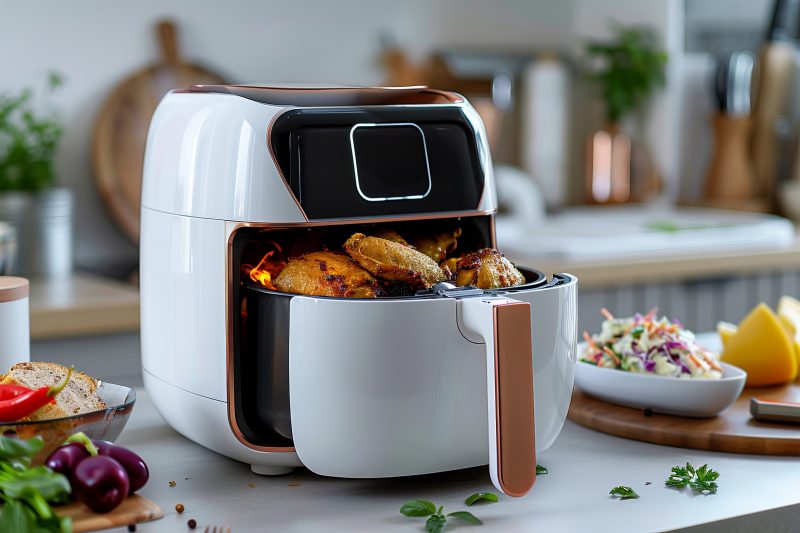 Airfryer começando a pegar fogo por dentro (Imagem ilustrativa)