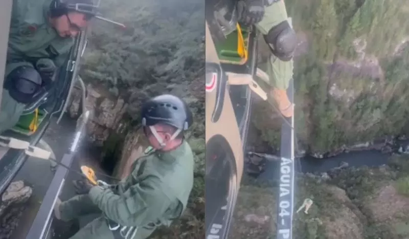 Cão resgatado de helicóptero corria risco de ser arrastado pela correnteza