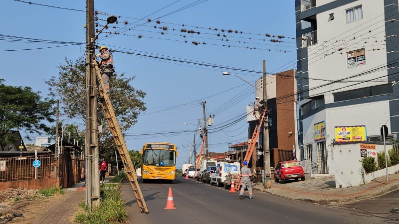 Diversos profissionais atuaram na força-tarefa realizada na manhã desta quinta-feira (15) para remover cabos ociosos e clandestinos