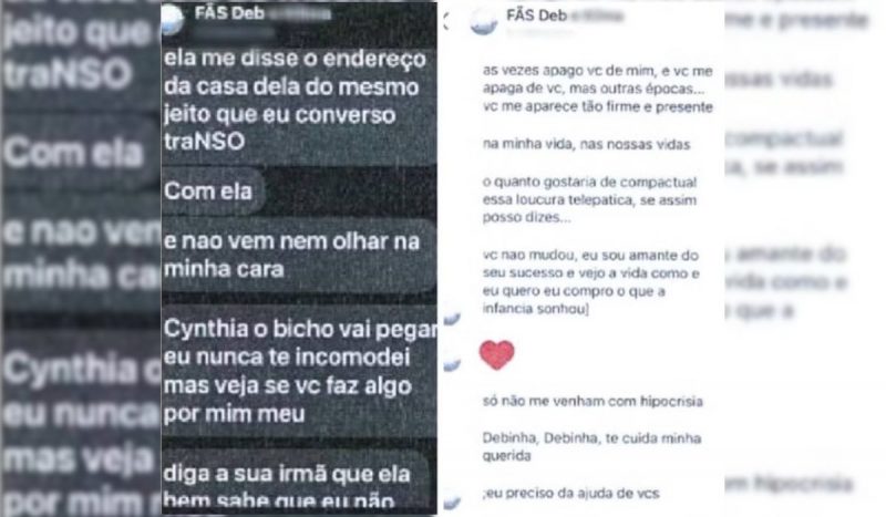 Stalker chegou a criar um grupo com Débora no Instagram