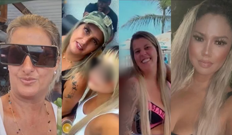 Quadrilha de mulheres dá golpes em aposentados em SP - fotomontagem mostra quatro mulheres brancas, loiras, posando em selfies