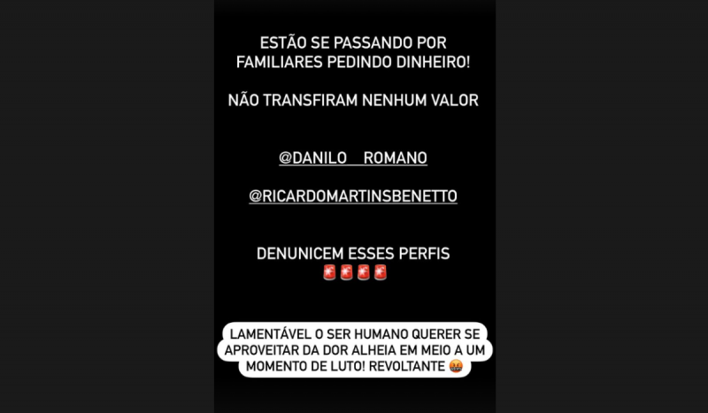 Print de post em story do instagram pedindo dinheiro