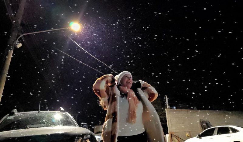 Neve encanta turistas em São Joaquim, na Serra catarinense