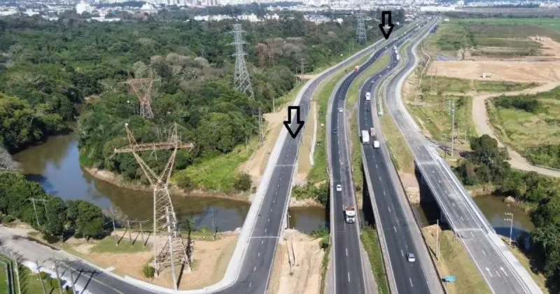 Obras na BR-101 causam bloqueios no km 329, sentido norte, em Capivari de baixo, nesta quarta-feira (21) às 14h