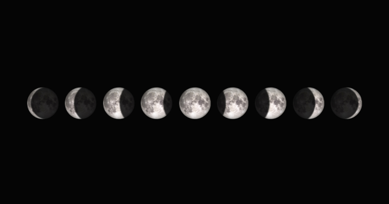 Ciclo lunar, com nove espécies de lua