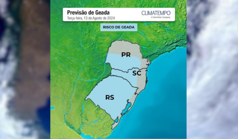 Região Sul terá geada ampla na terça-feira, segundo o Climatempo