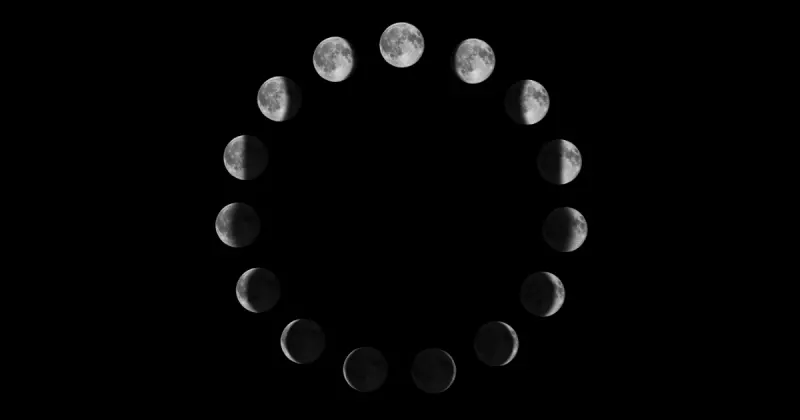 Ciclo lunar em noite escura