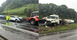 video:-acidente-faz-caminhao-sair-da-pista-e-bloqueia-transito-na-br-101-em-joinville