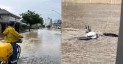 videos:-chuva-intensa-causa-alagamento-em-ruas-de-joinville-e-deixa-ate-moto-submersa